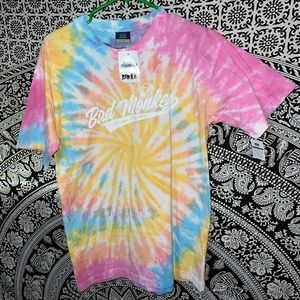 NWT Bad Monkey Tie Dye TShirt Small Womens Distressed decal BM OC Maryland